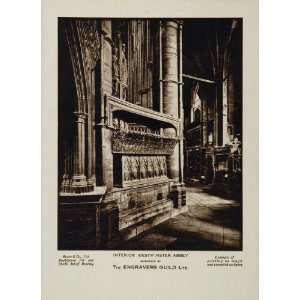 1934 Interior Westminster Abbey London Sepia Print   Original Print