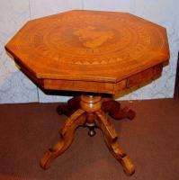 Antique Italian Walnut Inlaid Side Table Circa 1870  
