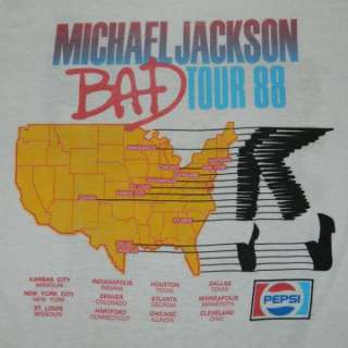 1988 MICHAEL JACKSON VTG BAD TOUR T SHIRT CONCERT SPRING FORD 50/50 