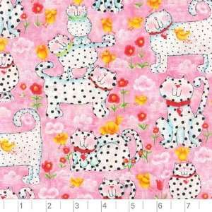  45 Wide Cute to Boot Dotted Cats Fabric By The Yard 