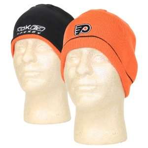   Reebok Hockey Reversible Knit Beanie / Winter Hat   Black & Orange
