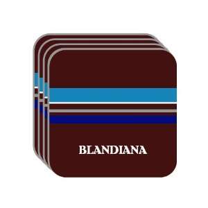   Name Gift   BLANDIANA Set of 4 Mini Mousepad Coasters (blue design
