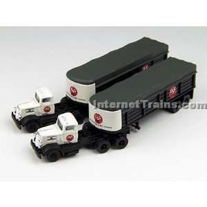  Classic Metal Works N Scale White WC22 Tractors w/Covered Trailers 