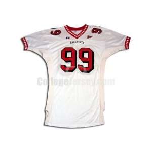  White No. 99 Game Used Ball State Russell Football Jersey 