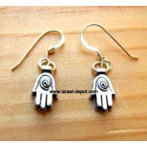  Sterling 925 Silver Earrings Hamsa Hand Jewish Protection 