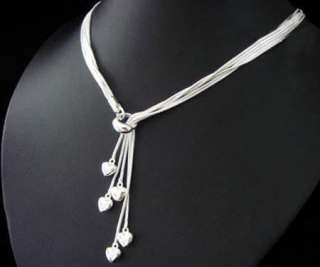 wholesale  SOLID Silver five hearts design necklace AAAAA 