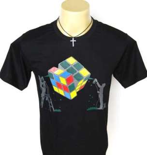 Shirt M Paint Element Rubik Cube Banksy Indie Funky  
