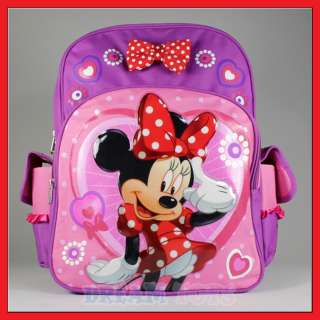 Disney Minnie Mouse Bow 16 Backpack   School Girls Bag  