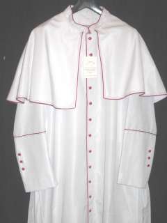 New Vestment White Cassock Purple Cord Buttons Cape XL  