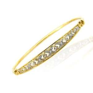  9ct Yellow Gold Diamond Bangle: Jewelry