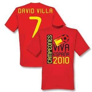  2010 Spain World Cup Winners Tee   Red + David Villa 7 