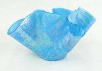 Vintage Iridescent Blue Art Glass Bowl Hand Blown Studio  
