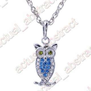 Free Tibetan Owl pendant necklace Czech rhinestone6pcs  
