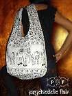 cotton sling bag thai yaam white black elephant boho zipper