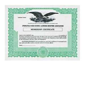  Loose legal size share certificates and 3 inch perforated 