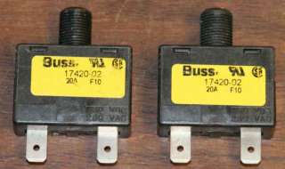 new BUSS push button reset 20A or 20 A or 20 amp circuit breakers 