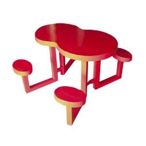   Tables 337A0010 Kids Serpentine Aluminum Picnic Table, Red: Patio