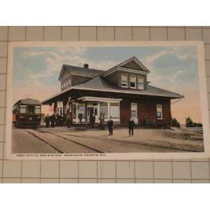   Card Post Office and Station, Braddock Heights, Md.   Trolley Car