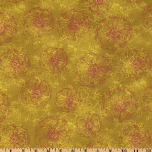 44 Wide Couleur Vie Floral Outline Sage/Fuchsia Fabric 