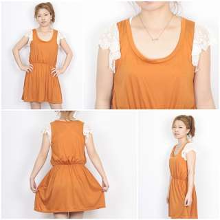 Orange color Dress rubber band type Cute good Clothing  