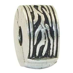  Antique Silver Abstract Clip Lock Stopper Bead Fits 