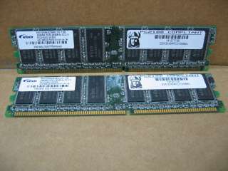 Pair of Elixir M2U25664DS88C3G 75B 256MB PC2100 DDR 266  