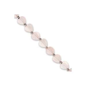   Inch Rose Quartz Heart Marcasite Toggle Bracelet   JewelryWeb Jewelry