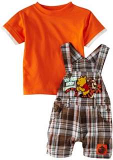  Disney Baby Boys Infant Winnie The Pooh Plaid Shortall Set: Clothing