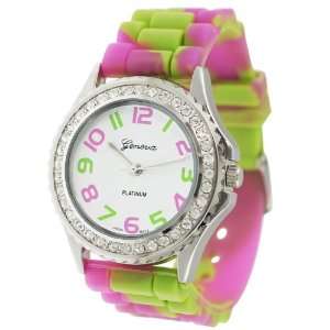  Geneva Womens Platinum Silicone Watch: Jewelry