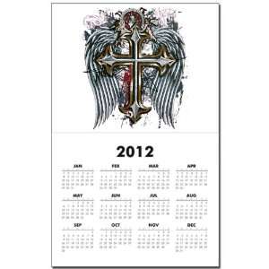  Calendar Print w Current Year Cross Angel Wings 