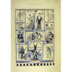    1883 Pantomime Scenes Actors Actress Sketches Print