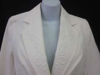 ESCADA White Embroidered Denim Pant Suit Sz 36  