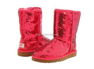   Classic Short Sequin Sparkle RUBY RED Boots #3161 Size: 6/Euro 37