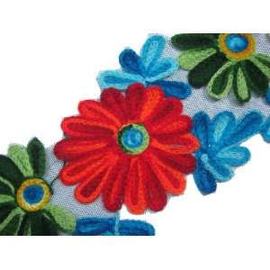   Yd Multicolor Ribbon Floral Woolen Weaving Trim Wide Sewing Craft Lace