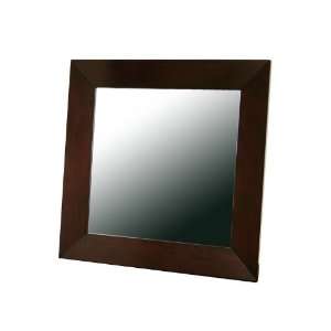 Square Mirror with Wood Frame in Dark Brown Finish 