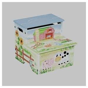  Kids painted wooden storage step stool  farmhouse 
