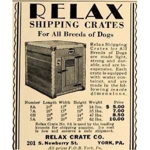  1928 Ad Relax Crate Company Shipping Dog Cages York 