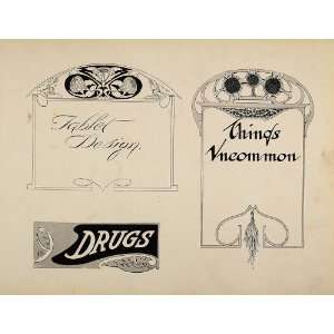   Designs Art Nouveau Advertising Signs   Original Print