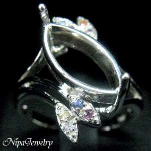 8x14mm.Marquise Semi Mount Ring Silver Fancy Sapphire #7.25  