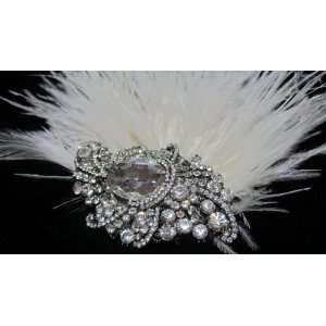  Crystal and Ostrich Bridal Hair Clip 