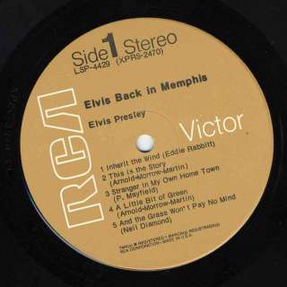 ELVIS Back In Memphis LP LSP 4429 Tan Label  