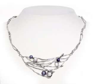 New Hagit Gorali Sterling Silver Necklace with Pearls size 18  