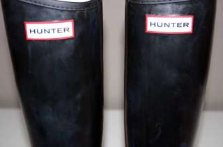 Hunter Regent Glossy Black Rain Boots Womens 8  