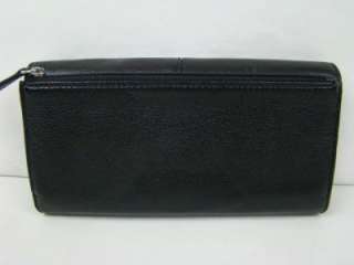   COACH Ashley Signature Leather Checkbook Wallet 46143 Black Authentic
