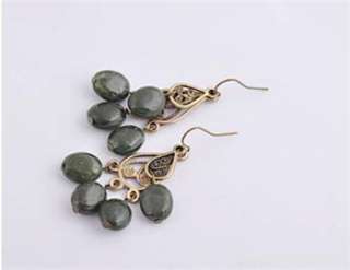 Retro Bohemia Style Green Beads Dangle Earring Findings X 1Pair E18 