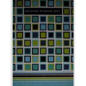  Blue White Green Squares 2012 Monthly Planner Office 