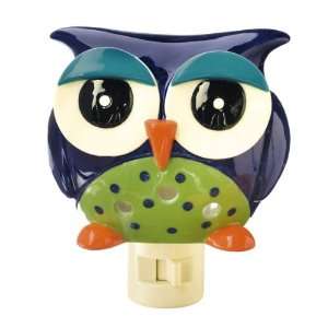  Out on a Whim Porcelain Night Owl   Blue Night Light: Home 
