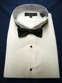 Tuxedo Shirt With Bow tie Wing Tip all sizes 1/8 pleat  