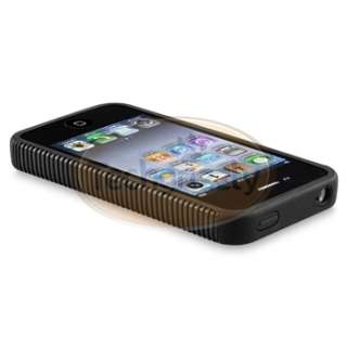   Black Hard/TPU Soft Rubber Case Cover+PRIVACY FILTER for iPhone 4 G 4S