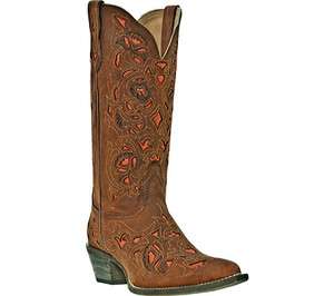   Ladies Genuine Leather Cowboy Western Boots 52108 Brown/Red Size 6 10